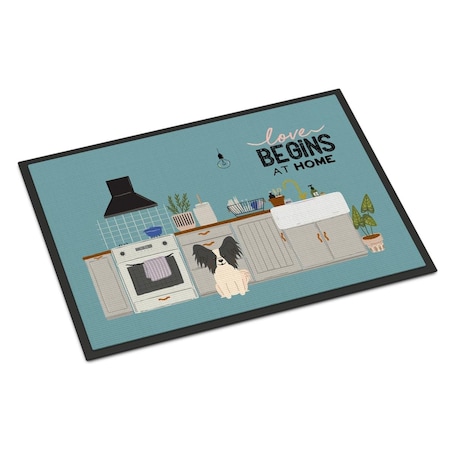 Carolines Treasures 24 x 36 in. Black White Papillon Kitchen Scene Indoor or Outdoor Mat CK7780JMAT